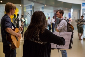 Musicians playing during 'Drifting Dragons' (2016) street opera